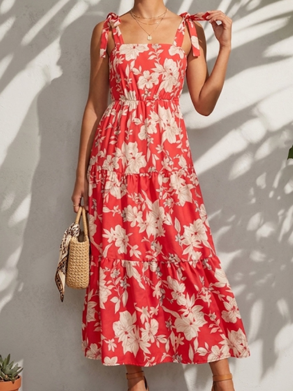 Social Stand by Sanctuary red floral midi dress || Size XS